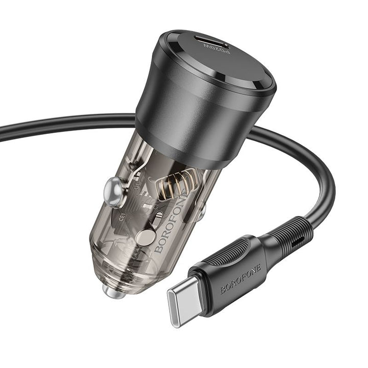 BOROFONE BZ24 PD20W Car Charger Set – Type-C to Type-C, Black