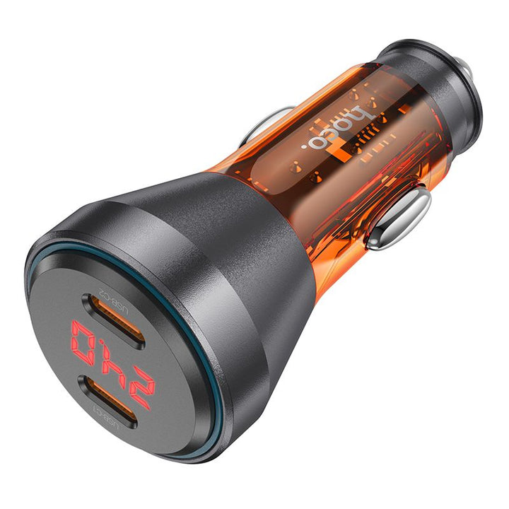 Hoco NZ12C Graceful PD60W 2C Car Charger - Transparent Orange