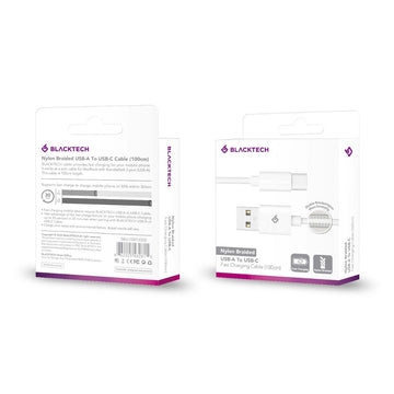 BLACKTECH 100cm USB-A to USB-C Fast Charging Cable – White - iCELL MOBILE iCELL MOBILE