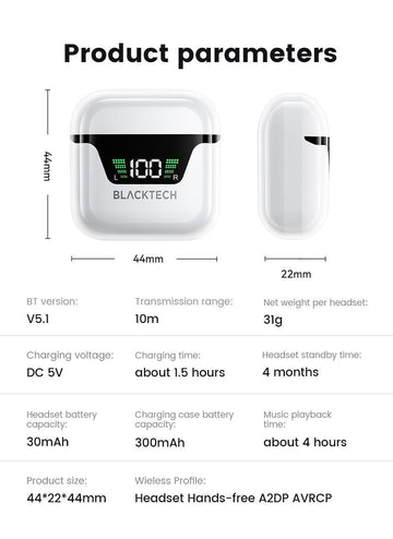 BLACKTECH BL-DES2023 aSeries 3 Wireless Earphones – White (Bluetooth TWS) - iCELL MOBILE iCELL MOBILE