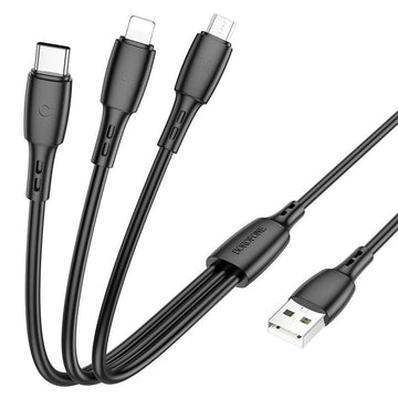 BOROFONE BX71 3-in-1 Charging Cable - Black - iCELL MOBILE iCELL MOBILE