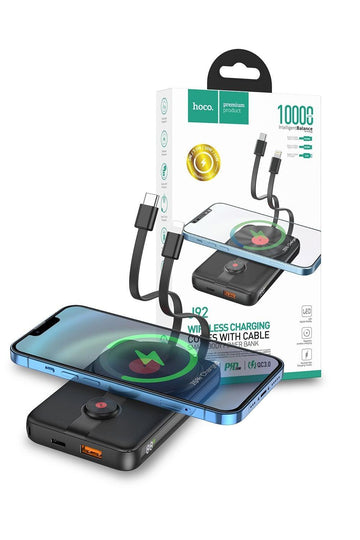 Hoco J92 10000mAh 22.5W Magnetic Power Bank with Built-In Cable - iCELL MOBILE iCELL MOBILE