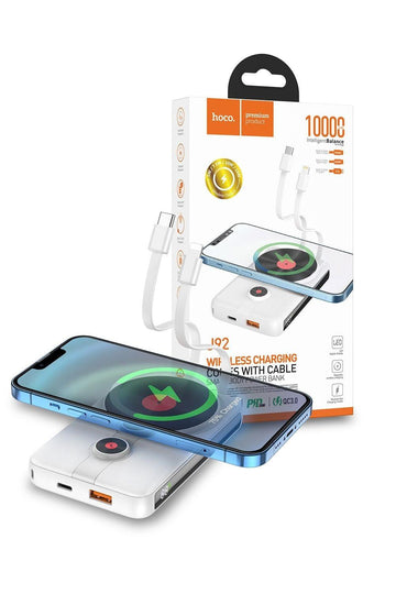 Hoco J92 10000mAh 22.5W Magnetic Power Bank with Built-In Cable - iCELL MOBILE iCELL MOBILE