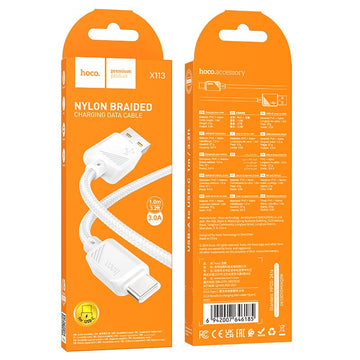 Hoco X113 Type-C Fast Charging Cable – 1m Nylon Braided - iCELL MOBILE iCELL MOBILE