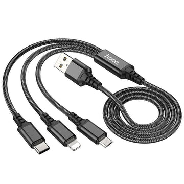 Hoco X76 3-in-1 Charging Cable 100cm – Black - iCELL MOBILE iCELL MOBILE
