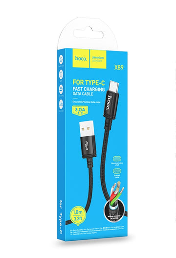 Hoco X89 USB-C Super Tough Braided Cable – 100cm Black - iCELL MOBILE iCELL MOBILE