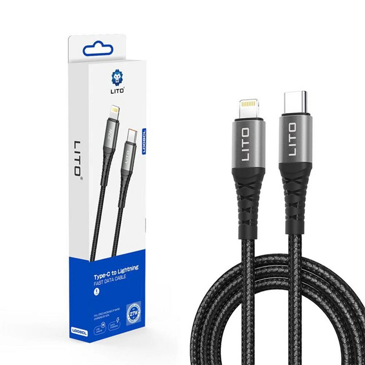 Lito LD08 USB-C to Lightning Braided Cable 100cm – Black