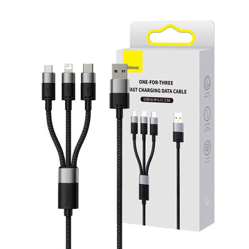 Baseus One-For-Three 3.5A Fast Charging Data Cable - 1.2m - iCELL MOBILE iCELL MOBILE