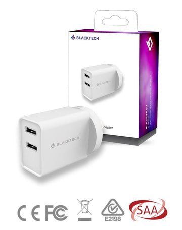 BLACKTECH USB-A Fast Charging Power Adapter - White - iCELL MOBILE iCELL MOBILE