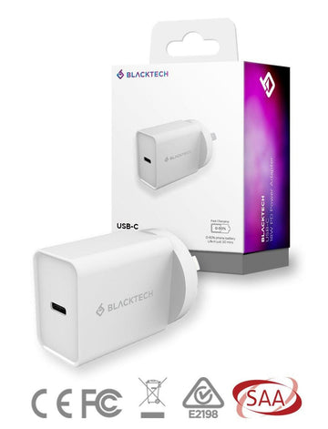 BLACKTECH USB-C 20W PD Power Adapter - White - iCELL MOBILE iCELL MOBILE
