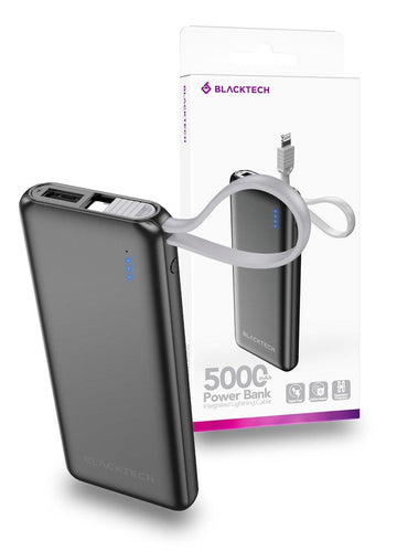 BLACKTECH 5000mAh Power Bank With Integrated Lightning Cable - iCELL MOBILE iCELL MOBILE