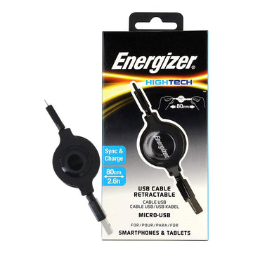 Energizer Hightech Retractable Micro-USB Cable (Black) - iCELL MOBILE iCELL MOBILE