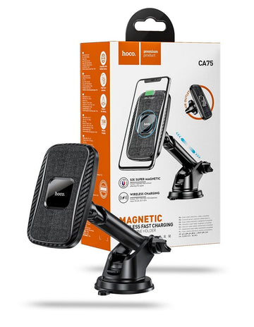 Hoco CA75 15W 2in1 Magnetic Car Wireless Charger - Black - iCELL MOBILE iCELL MOBILE