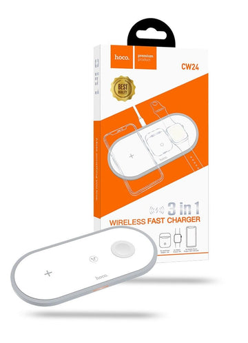Hoco CW24 15W 3-in-1 Wireless Fast Charger - White - iCELL MOBILE iCELL MOBILE