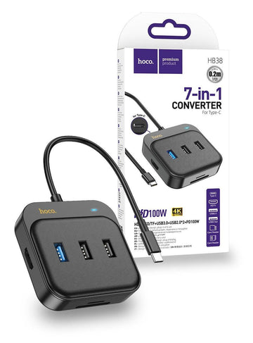 Hoco HB38 Easy link 7-in-1 Multiport Adapter - Black - iCELL MOBILE iCELL MOBILE