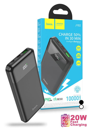 Hoco J102 PD20W QC3.0 10000mAh Power Bank - Black - iCELL MOBILE iCELL MOBILE