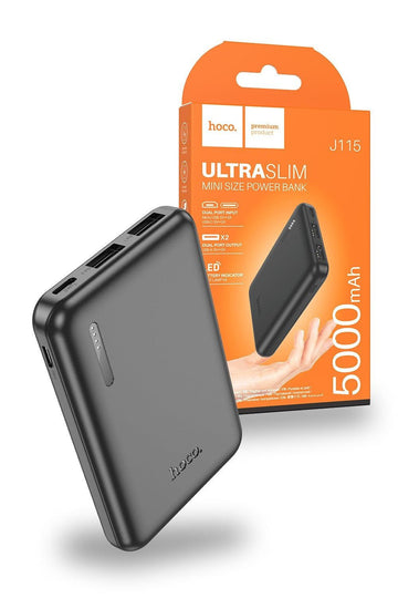Hoco J115 5000mAh Ultra Slim Power Bank - Black - iCELL MOBILE iCELL MOBILE