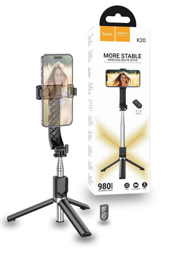 Hoco K20 Wireless Selfie Stick Holder - Black - iCELL MOBILE iCELL MOBILE