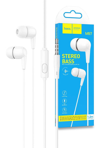 Hoco M97 Universal 3.5mm Earphones With Mic - iCELL MOBILE iCELL MOBILE