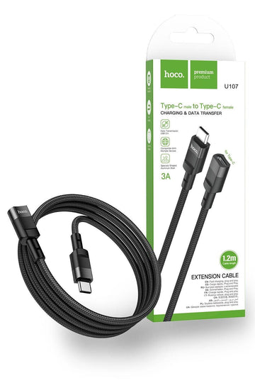 Hoco U107 USB-C to USB-C Female Extension Cable - Black - iCELL MOBILE iCELL MOBILE