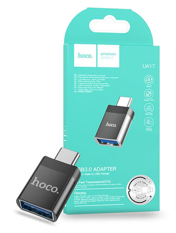 Hoco UA17 USB-C Male to USB-A Female OTG Adapter - Black - iCELL MOBILE iCELL MOBILE