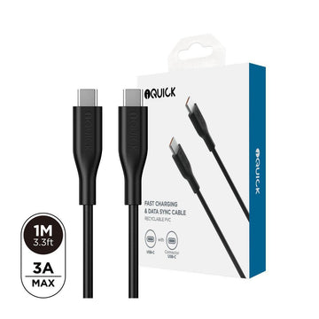 iQuick PVC USB-C to USB-C 3A Fast Charging Cable - 1m - iCELL MOBILE iCELL MOBILE