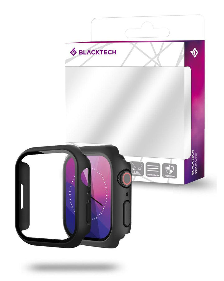 Apple Watch Series 9 BLACKTECH Case With Tempered Glass - Black - iCELL MOBILE