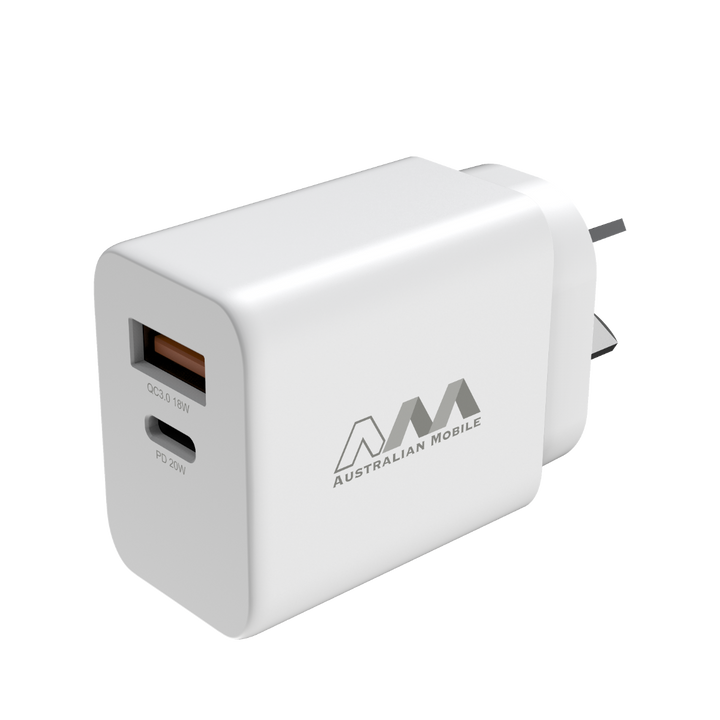 Australian Mobile AMC02 20W USB-C + USB-A PD QC3.0 Adapter (SAA)