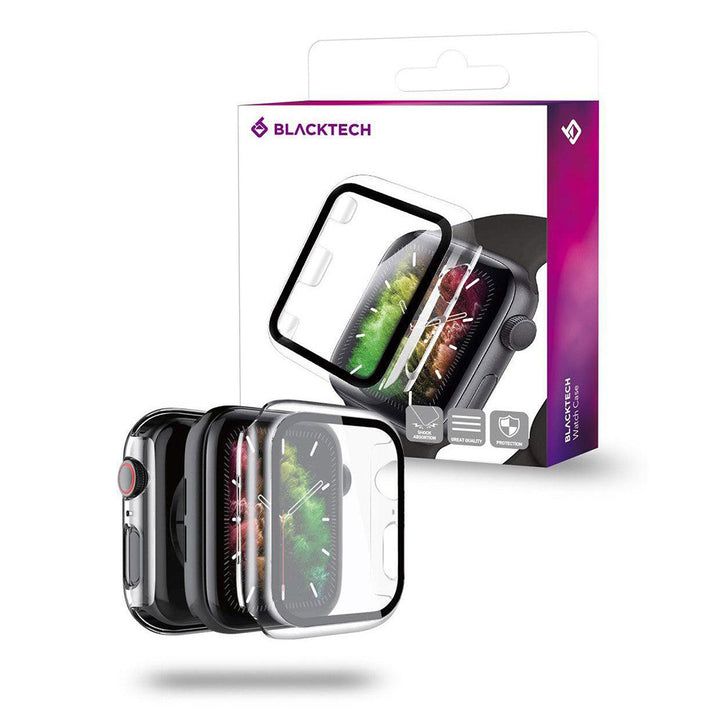 Apple Watch Series 7 BLACKTECH Case With Tempered Glass - Clear