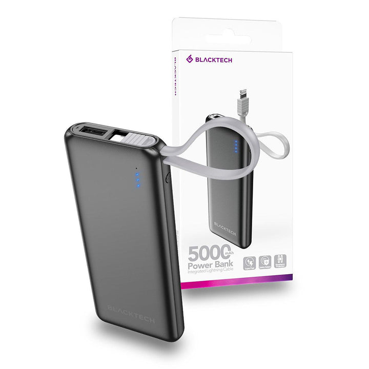 BLACKTECH 5000mAh Power Bank With Integrated Lightning Cable