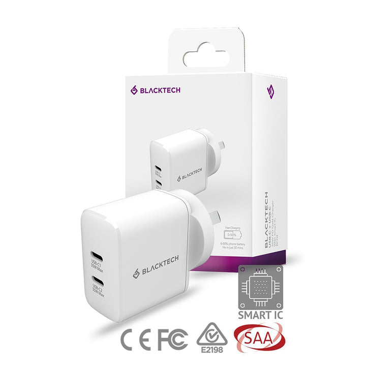 BLACKTECH BC04 35W Dual USB-C PD QC3.0 Charger – White
