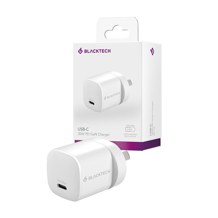 BLACKTECH BC12 30W USB-C GaN Charger – Fast, Compact & Smart