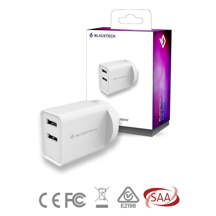 BLACKTECH USB-A Fast Charging Power Adapter - White