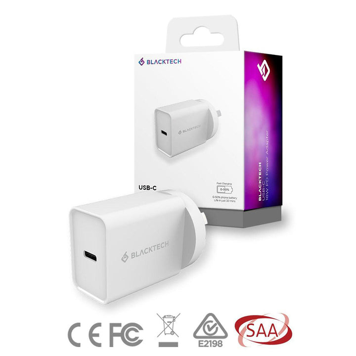 BLACKTECH USB-C 20W PD Power Adapter - White