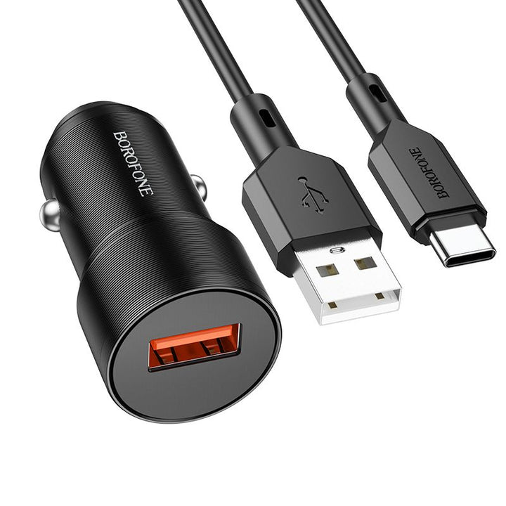 BOROFONE BZ19A QC3.0 Car Charger Set with Type-C Cable - iCELL MOBILE 