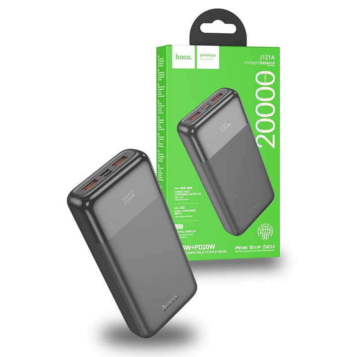 Hoco J121A 20000mAh 22.5W Ultra-Thin Power Bank - Black