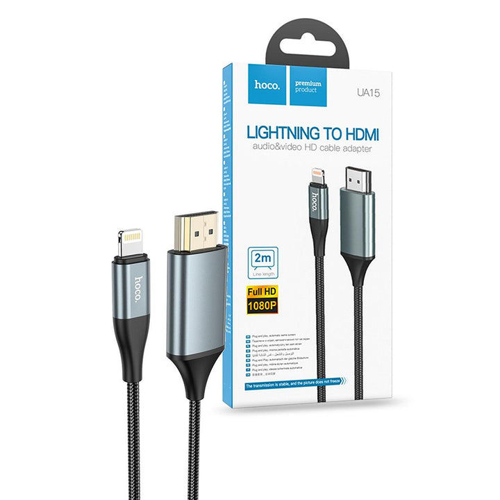 Hoco UA15 Lightning to 1080p HDMI Cable - Black