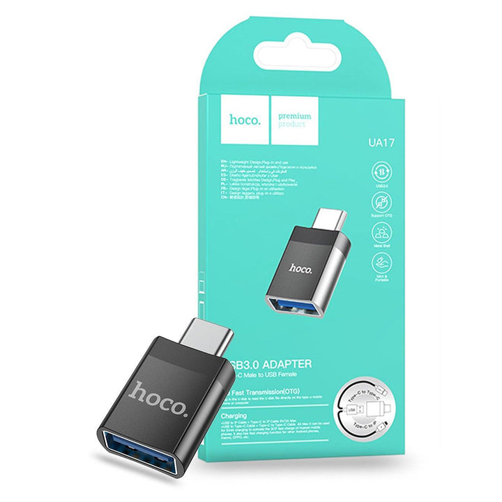 Hoco UA17 USB-C Male to USB-A Female OTG Adapter - Black