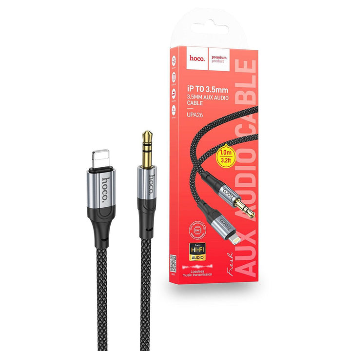 Hoco UPA26L Lightning to 3.5mm AUX Audio Cable - Black