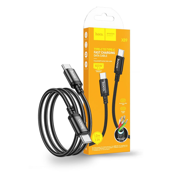 Hoco X89 USB-C to USB-C Braided Super Tough Cable 1m - Black