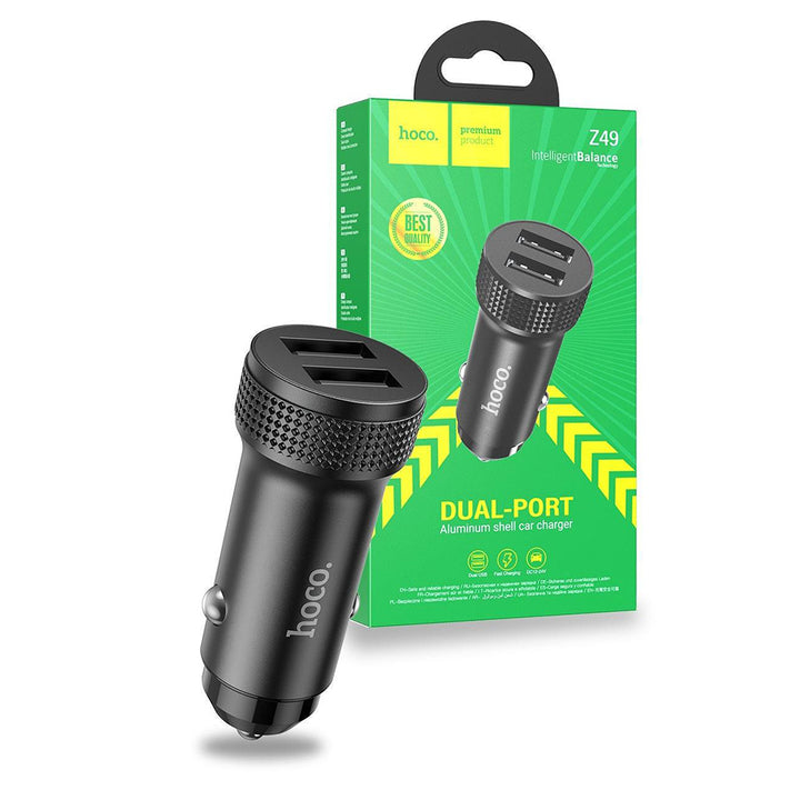 Hoco Z49 Dual USB-A Car Charger - Black