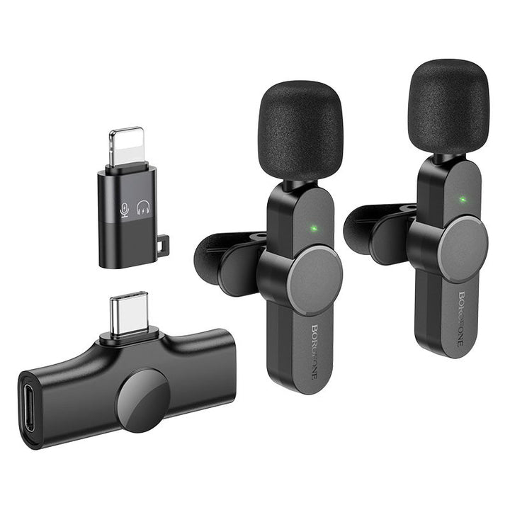Borofone BFK12 Wireless Lavalier Mic with Lightning & USB-C OTG