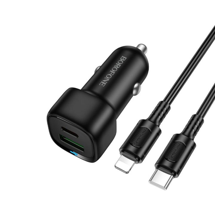 BOROFONE BZ34B 38W PD Car Charger Set USB-C to Lightning - Black
