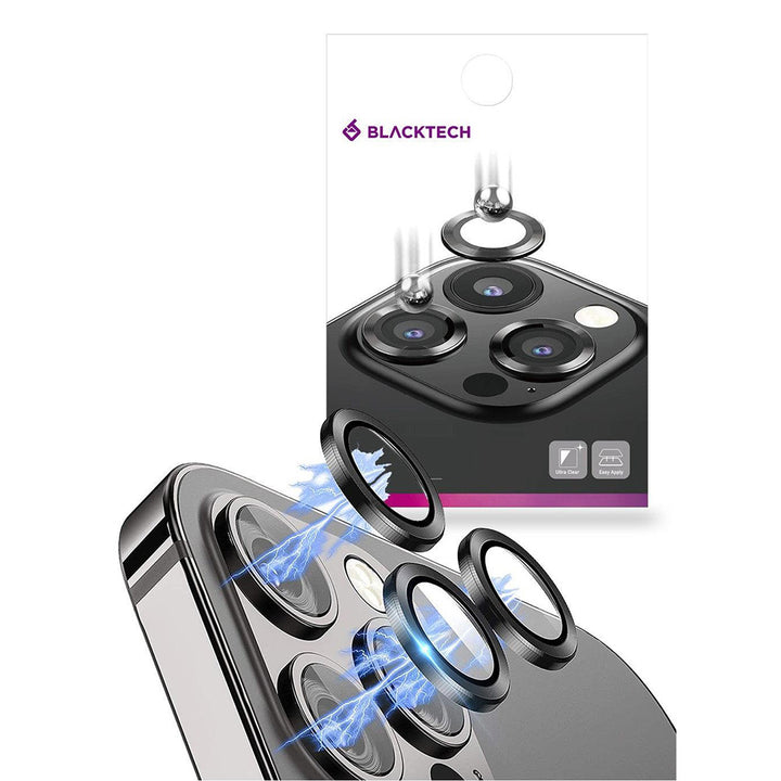 iPhone 14 Pro/14 Pro Max BLACKTECH Aluminum Alloy Camera Glass - Black
