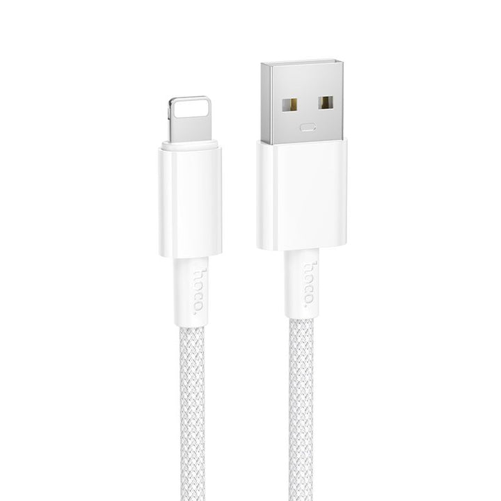 Hoco DU63 USB-A to Lightning Braided Charging Cable - White