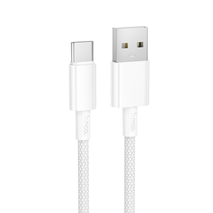 Hoco DU63 USB-A to USB-C Braided Charging Cable - White