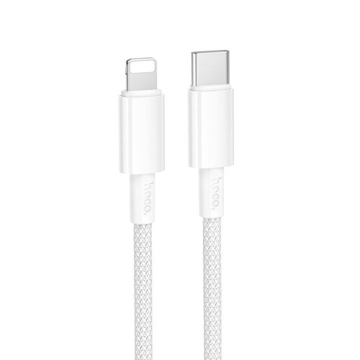 Hoco DU63 USB-C to Lightning PD Braided Charging Cable - White