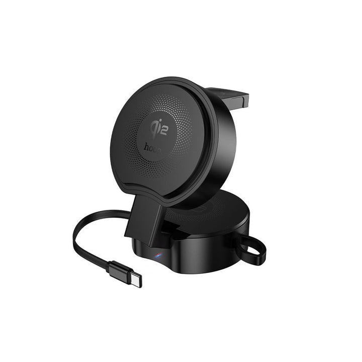 Hoco DWQ02 Qi2 3-in-1 Foldable Aluminium Wireless Charger - Black