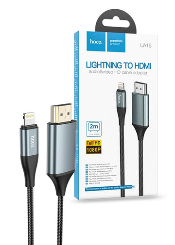 Hoco UA15 Lightning to 1080p HDMI Cable - Black - iCELL MOBILE 