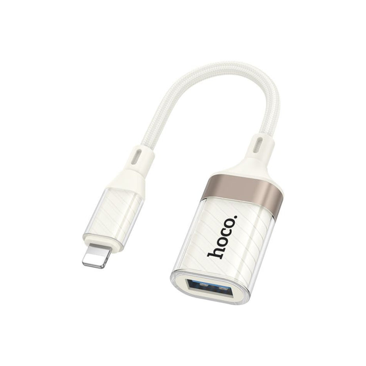 Hoco UA39 Crystal Lightning to USB-A 2.0 OTG Adapter Cable Apricot
